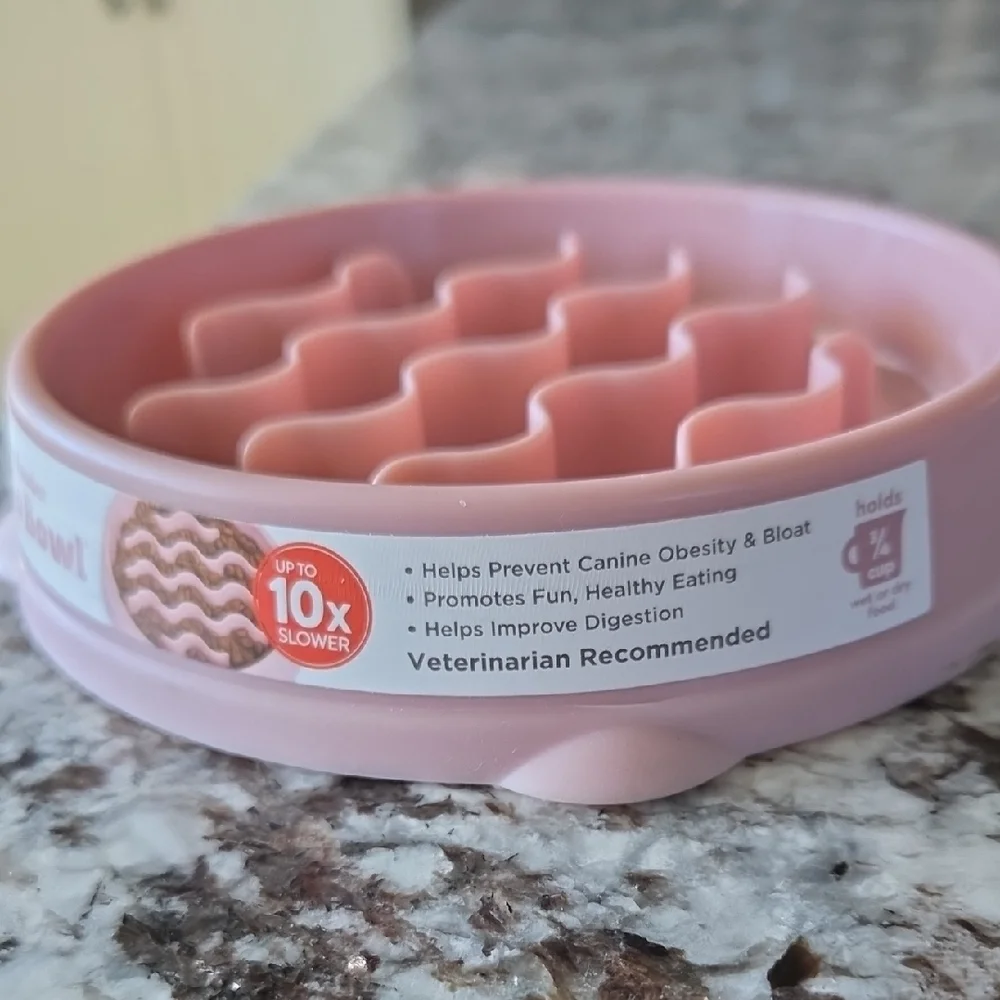 Pink Silicone Pet Slow Feeder Bowl